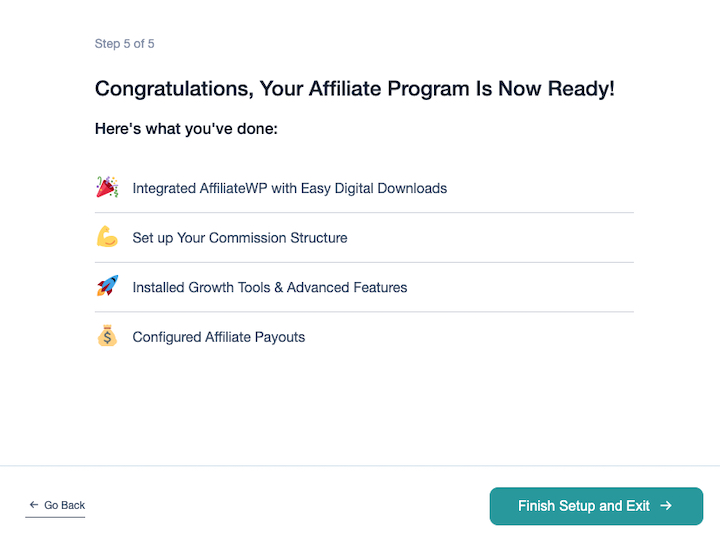 Last step of setting up affiliate program in WordPress with AffiliateWP plugin