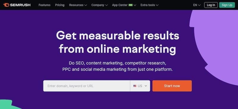 The Semrush website.