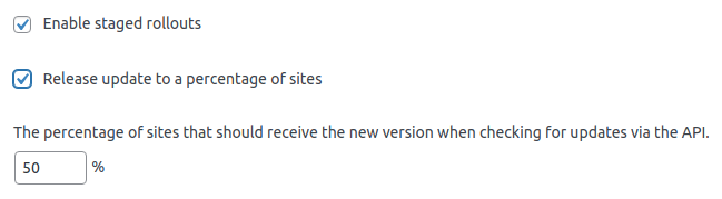 Checkbox to enable percentage rollouts