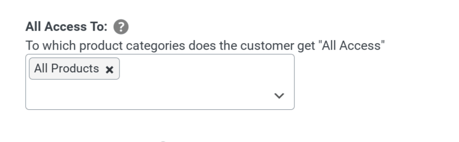 Creating a membership with access to all products.