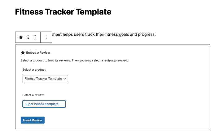 Option to add product reviews to WordPress page and embed via EDD block.