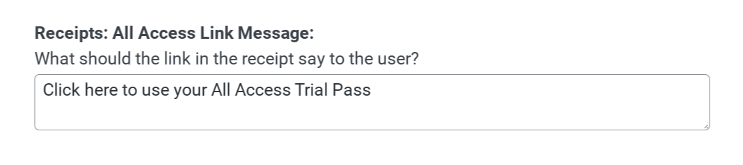 The All Access recipient link message.