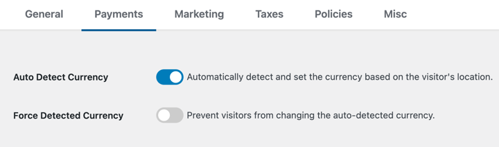 The option to auto detect currency in the EDD Multi Currency extension.