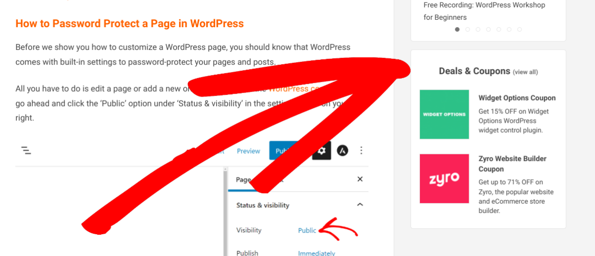 A coupons and discount codes WordPress sidebar. 