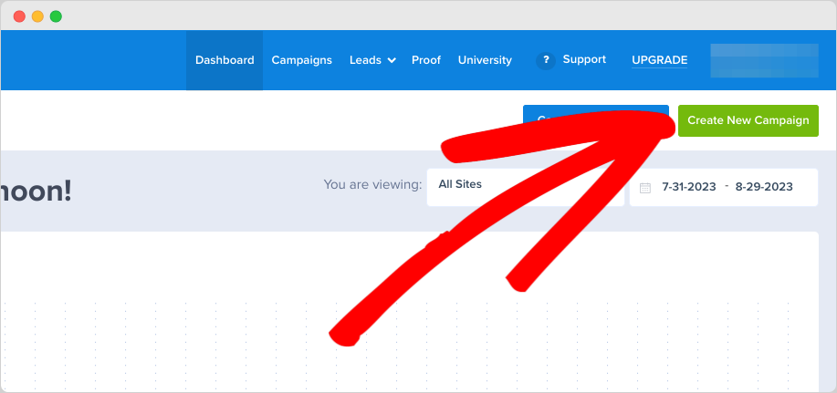 Creating a new exit intent popup campaign in OptinMonster.
