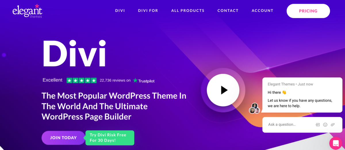 The Elegant Themes Divi WordPress theme. 