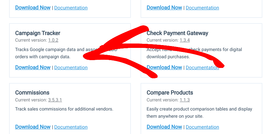 The option to download the Campaign Tracker addon from EDD.
