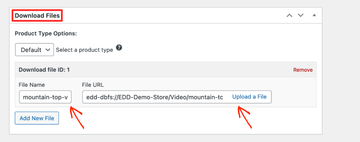 Screenshot: Create Download - Download Files