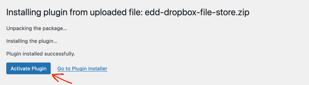 Screenshot: Activate Dropbox plugin