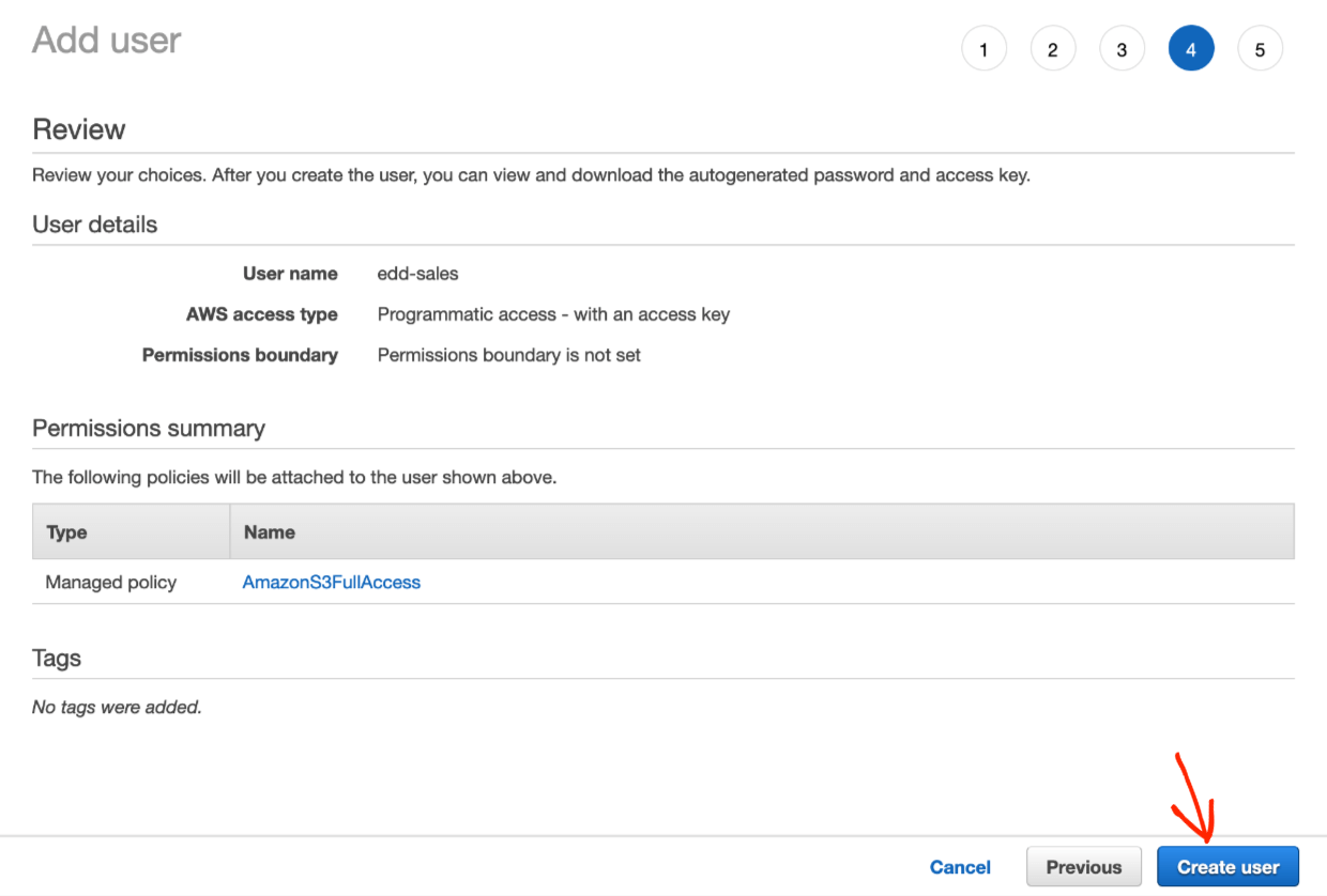 Screenshot: Amazon S3 IMA setup 4