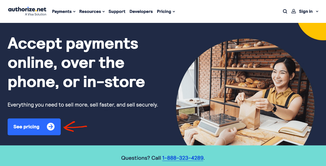 Screenshot: Authorize.net home page