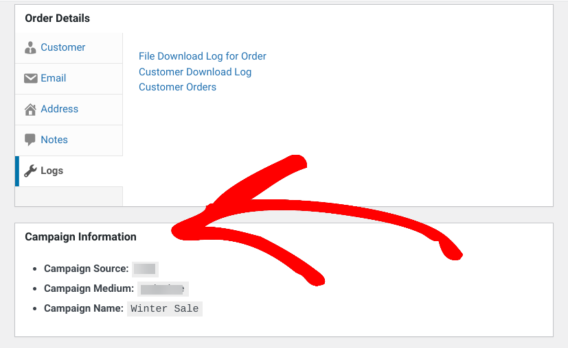 Downloads tracking campaign information box from Campaign Tracker.