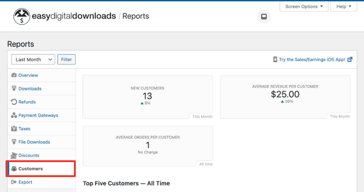 Screenshot: EDD 3.0 Customer Report