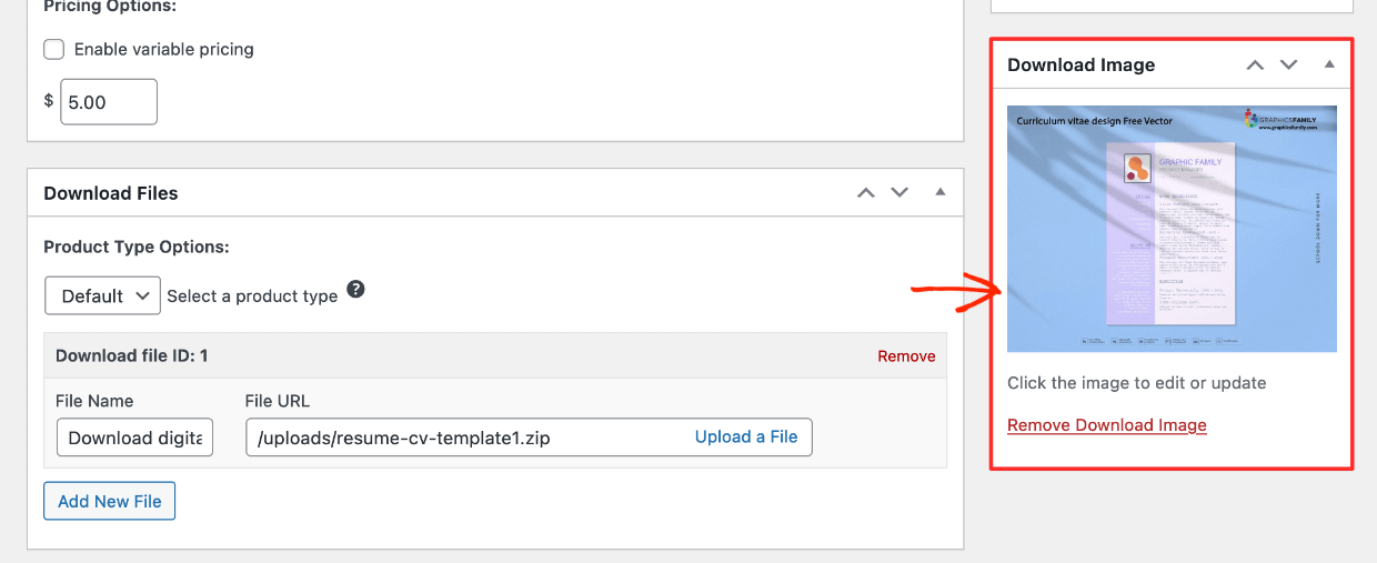 Screenshot: EDD download - add download image to get ready to sell graphics and digital art