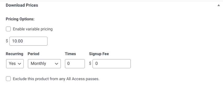 Setting the price to sell digital downloads with Stripe and Easy Digital Downloads.