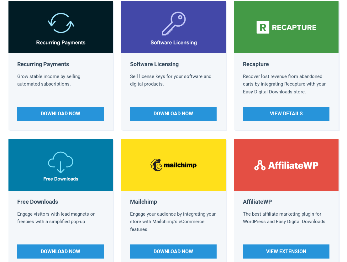 Some of the EDD free vs paid extensions.