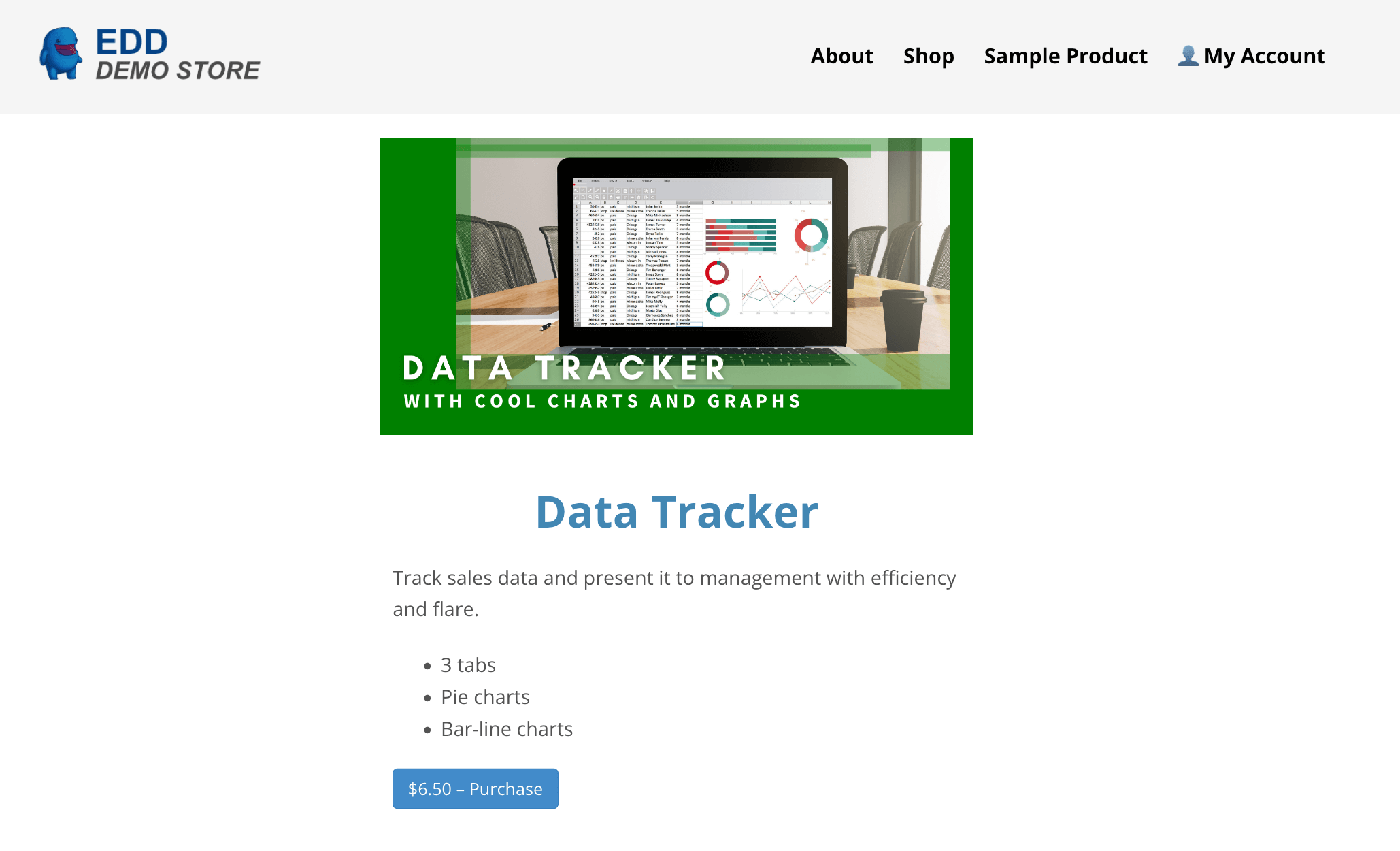Screenshot: Single Download on front-end