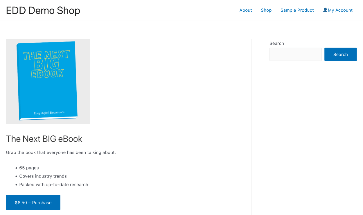 Selling eBooks with WordPress front-end view