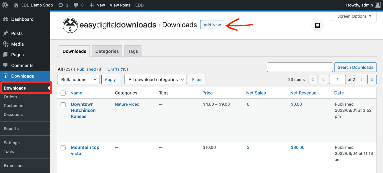 Screenshot: Selling Photos: Add New