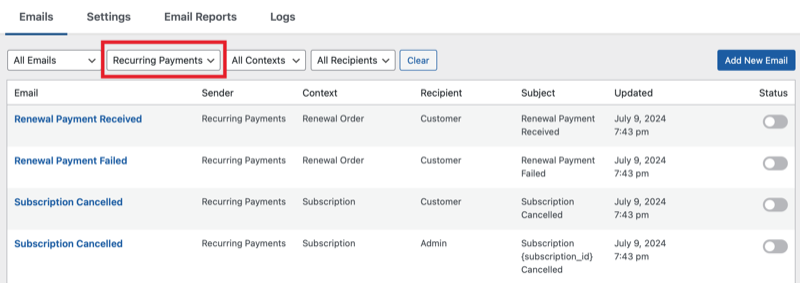 Recurring-Email-List – Easy Digital Downloads