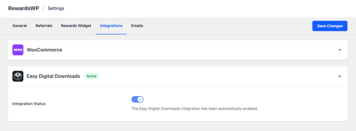 The RewardsWP refer-a-friend WordPress plugin integrations for WooCommerce and Easy Digital Downloads.