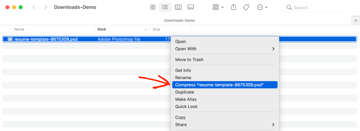 Screenshot: making a ZIP file on Mac to sell digital art or graphics