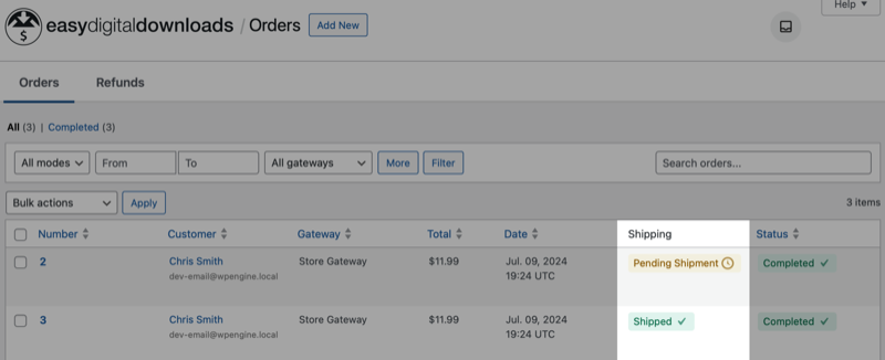 Simple-Shipping-Orders-List – Easy Digital Downloads