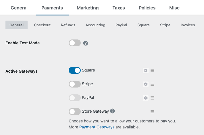 Enabling gateway to accept Square payments in WordPress via EDD.
