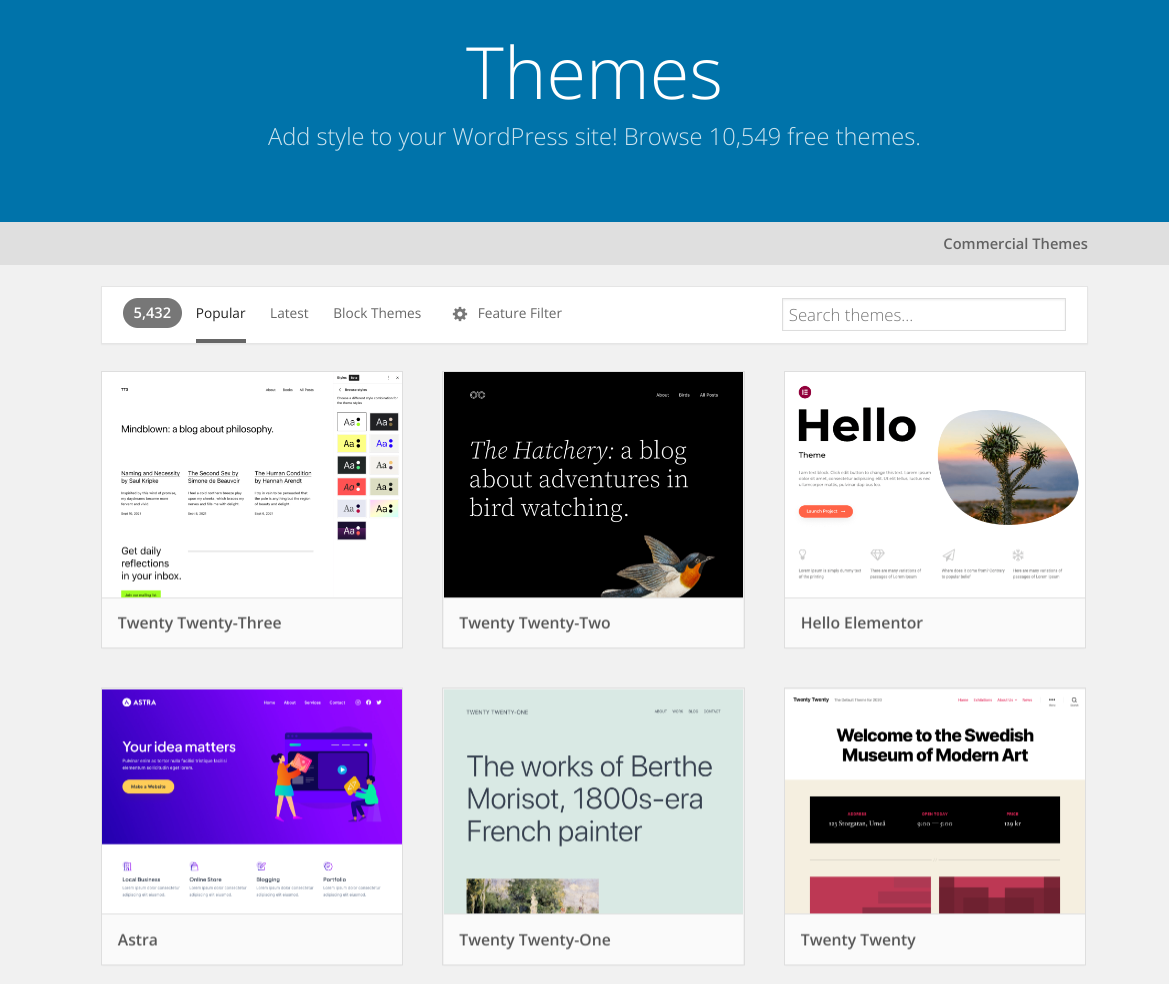 The WordPress Theme Directory.