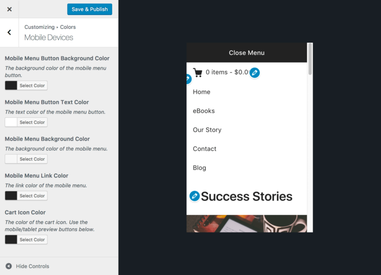 Cuustomizing colors for mobile devices