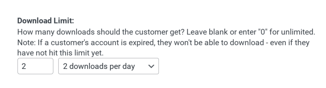 The download limit setting in EDD.