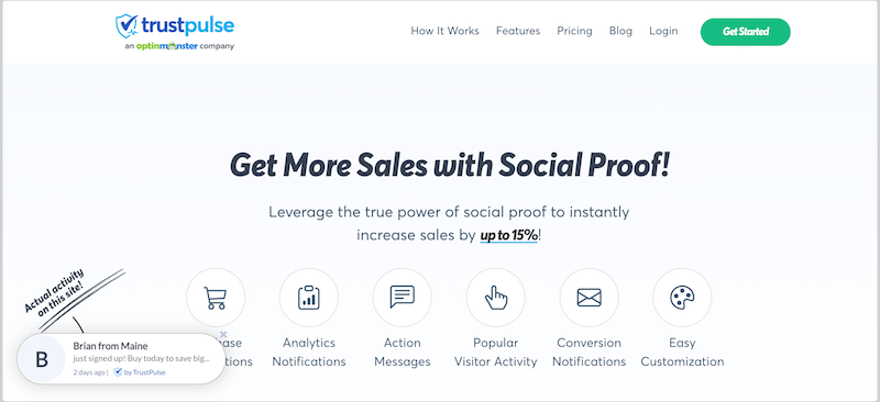 The TrustPulse plugin website.